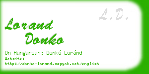 lorand donko business card